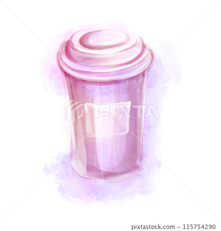 Watercolor Paper cup of coffee isolated on white background.French pastry dessert. Design of postcards, menus, packages Watercolor Paper cup of coffee isolated on white background.French pastry dessert. Design of postcards, menus, packages 115754290