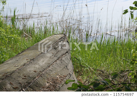 Old wooden boat of a fisherman. Ethno-cultural tourist complex "Nanosy Rest" Old wooden boat of a fisherman. Ethno-cultural tourist complex "Nanosy Rest" 115754697