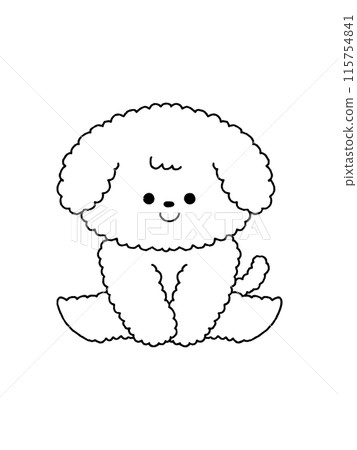 Dog / Toy Poodle / Sitting / Line drawing Dog / Toy Poodle / Sitting / Line drawing 115754841