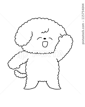 Dog / Toy Poodle / Waving / Line drawing Dog / Toy Poodle / Waving / Line drawing 115754844