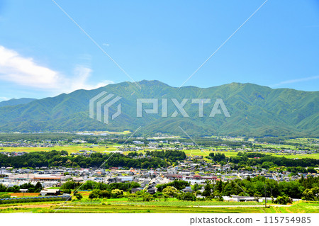 View of Minowa Town, Mikkamachi, Minamiminowa Village, and Kyogatake from Minowa Town (Minowa Town, Nagano Prefecture) [June 2024] 115754985
