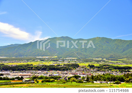 View of Minowa Town, Mikkamachi, Minamiminowa Village, and Kyogatake from Minowa Town (Minowa Town, Nagano Prefecture) [June 2024] 115754986