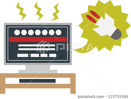 Image icon of a television broadcasting an emergency news report Image icon of a television broadcasting an emergency news report 115755500