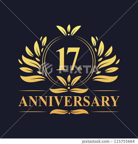 17th Anniversary Design, luxurious golden color 17 years Anniversary logo design celebration. 17th Anniversary Design, luxurious golden color 17 years Anniversary logo design celebration. 115755664