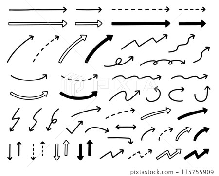 Simple and cute hand drawn arrow icon set 115755909
