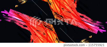 Grunge Sports Background with Brushstrokes in Colorful Gradient Style 115755921