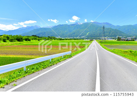 View of Mt. Kisokoma from Nice Road in Mishima, Ina City (Ina City, Nagano Prefecture) [2024.6] 115755943