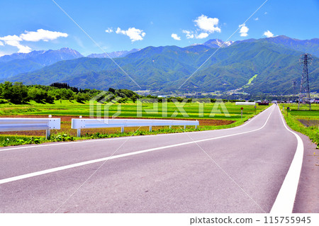 View of Mt. Kisokoma from Nice Road in Mishima, Ina City (Ina City, Nagano Prefecture) [2024.6] 115755945