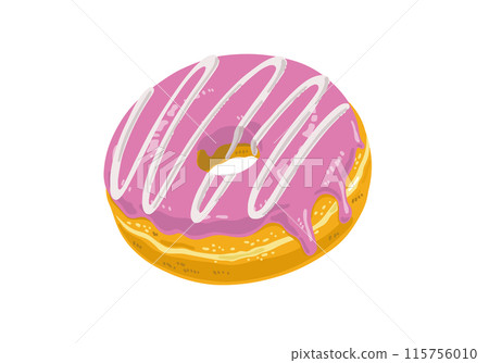 Illustration of a decorated strawberry donut 115756010