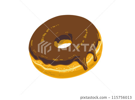 Illustration of a donut covered with chocolate Illustration of a donut covered with chocolate 115756013