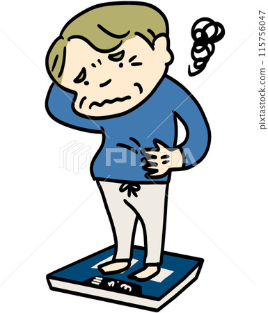 Elderly men who are concerned about weight gain and body shape 115756047