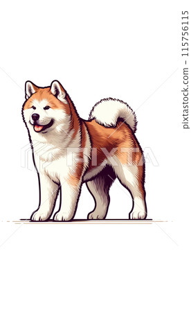 日本秋田犬的彩色影像。它們非常忠誠，是優秀的護衛犬。 115756115