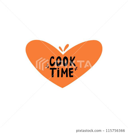 Cooking food lettering Cook Time. Kitchen badge logo, baking food typography and cook label vector 115756366