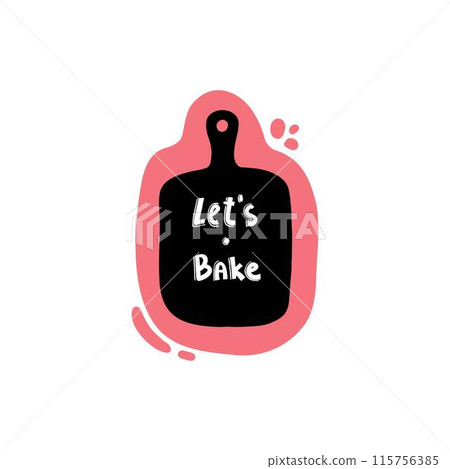 Cooking food lettering Lets bake. Kitchen badge logo, baking food typography and cook label vector Cooking food lettering Lets bake. Kitchen badge logo, baking food typography and cook label vector 115756385