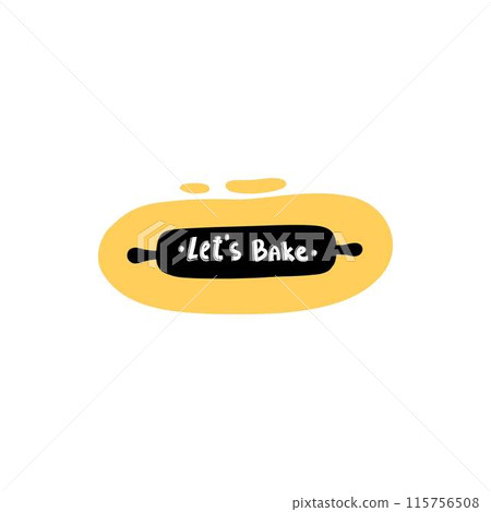 Cooking food lettering Lets bake. Kitchen badge logo, baking food typography and cook label vector 115756508