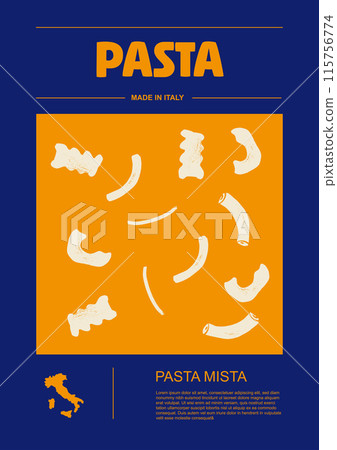 Italian macaroni types, labels for packages set. Mista pasta. Organic and natural product, gourmet ingredient for cooking dishes. Handmade and tasty. Vector in flat style Italian macaroni types, labels for packages set. Mista pasta. Organic and natural product, gourmet ingredient for cooking dishes. Handmade and tasty. Vector in flat style 115756774