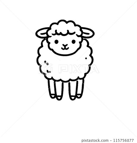 可愛的羊手繪風格插畫 115756877