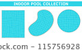 Indoor pool collection  Various shapes of indoor swimming pool illustrations - rectangles, ovals, and circles 115756928