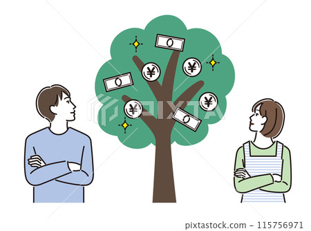 A couple looking up at a money tree 115756971