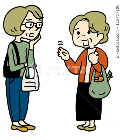 Two old ladies talking 115757186
