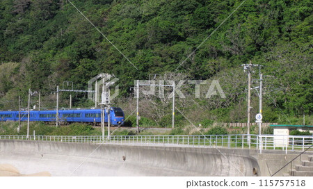 The Inaho Express train runs along the coast. The Inaho Express train runs along the coast. 115757518