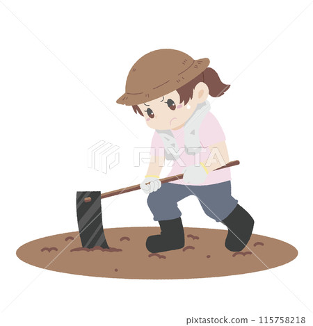 手繪風格耕田的女人 115758218