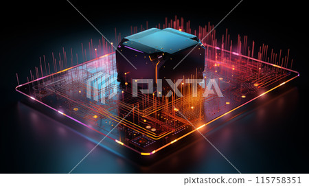 Conceptual visualization of a quantum computer. 115758351