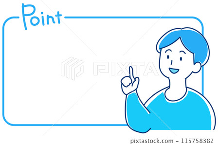 Illustration of a point frame and a man pointing 115758382