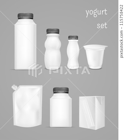 White empty bottle for yogurt. Packaging for sour cream, sauce and juice 115758422