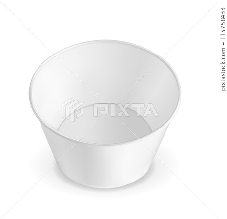 White container for ice cream or fast food. Packaging for popcorn and snack 115758433