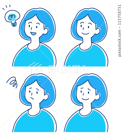 Illustration set of women with various expressions 115758731