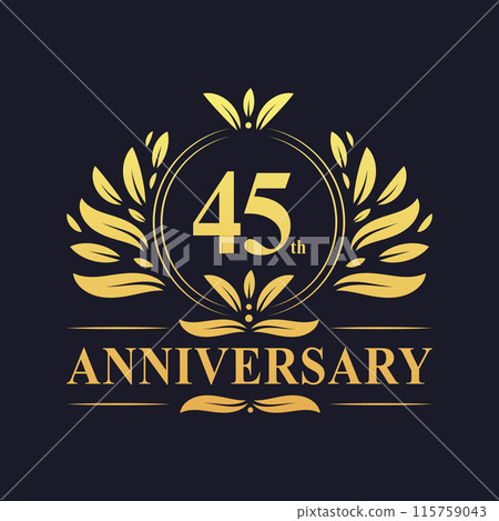 45th Anniversary Design, luxurious golden color 45 years Anniversary logo design celebration. 45th Anniversary Design, luxurious golden color 45 years Anniversary logo design celebration. 115759043
