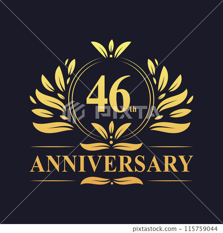 46th Anniversary Design, luxurious golden color 46 years Anniversary logo design celebration. 46th Anniversary Design, luxurious golden color 46 years Anniversary logo design celebration. 115759044