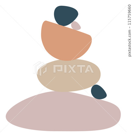 abstract geometric poster with balance shapes, stones. Pastel colors, texture. Modern trendy style. Geometric hand drawn design for wallpaper, wall decor, postcard, print. Vector illustration 115759660