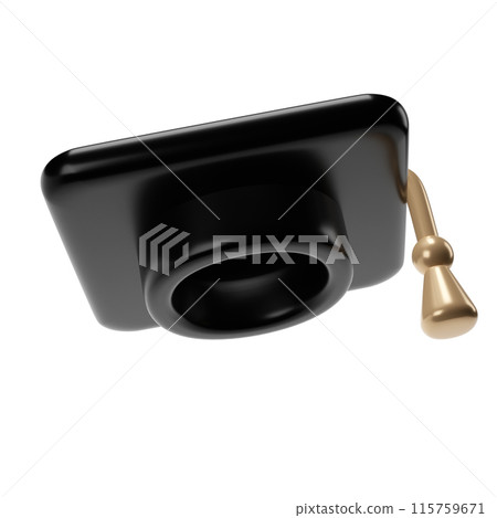 3d fly graduate black cap. School icon. Cap in air. Graduation university or college element. Education, training, knowledge concept cartoon illustration 115759671