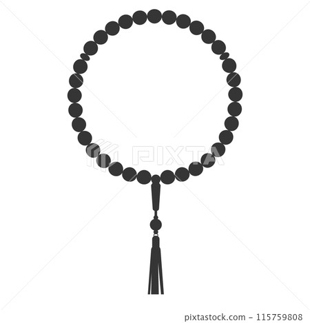 Islamic rosary beads. Prayer jewelry for meditation. Muslim religious symbol. Vector illustration isolated on white background. Islamic rosary beads. Prayer jewelry for meditation. Muslim religious symbol. Vector illustration isolated on white background. 115759808