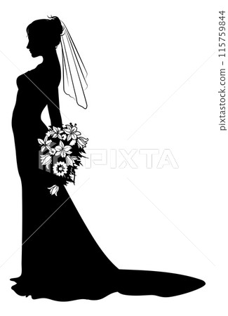 Bride Bridal Wedding Dress Silhouette Woman Design Bride Bridal Wedding Dress Silhouette Woman Design 115759844
