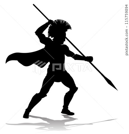 Spartan Silhouette Gladiator Trojan Greek Warrior 115759894