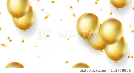 3d gold balloon design background vector banner template beautiful illustration 115759906