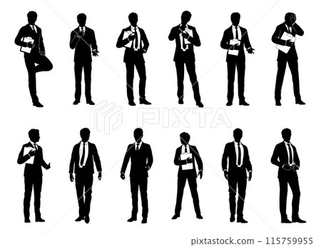 Business People Men Silhouette Businessmen Set 115759955
