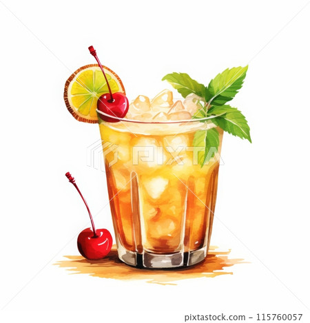 Cocktail Day with Berries, Fruits and Mint Leaves. 115760057