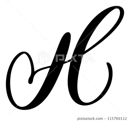 Vector calligraphy hand drawn letter H. Script font logo icon. Handwritten brush style Vector calligraphy hand drawn letter H. Script font logo icon. Handwritten brush style 115760112