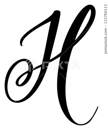 Vector calligraphy hand drawn letter H logo drop cap. Script font. Handwritten brush style Vector calligraphy hand drawn letter H logo drop cap. Script font. Handwritten brush style 115760113