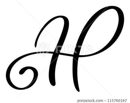 Hand drawn vector calligraphy letter H initials. Script font logo. Handwritten brush style flourish 115760167