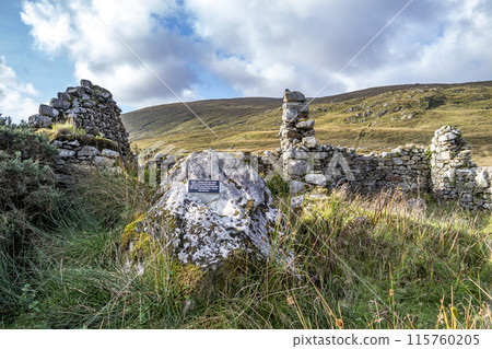 The remains of the Derryveagh evictions - In April 1861 landlord John George Adair evicts over 250 tenants from Donegal - Ireland The remains of the Derryveagh evictions - In April 1861 landlord John George Adair evicts over 250 tenants from Donegal - Ireland 115760205