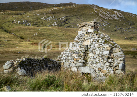 The remains of the Derryveagh evictions - In April 1861 landlord John George Adair evicts over 250 tenants from Donegal - Ireland 115760214