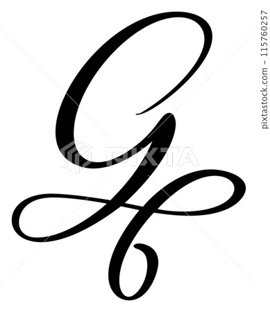 Vector calligraphy hand drawn letter G logo. Script font. Handwritten brush style Vector calligraphy hand drawn letter G logo. Script font. Handwritten brush style 115760257