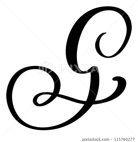 Vector calligraphy hand drawn letter G. Script font logo icon. Handwritten brush style Vector calligraphy hand drawn letter G. Script font logo icon. Handwritten brush style 115760277