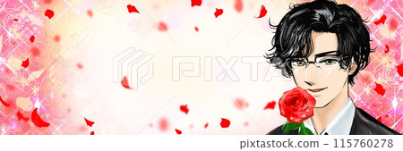 黑髮韓國男演員般的帥氣管家花暴雪背景 黑髮韓國男演員般的帥氣管家花暴雪背景 115760278