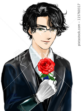 A handsome butler with black hair and a transparent background A handsome butler with black hair and a transparent background 115760317